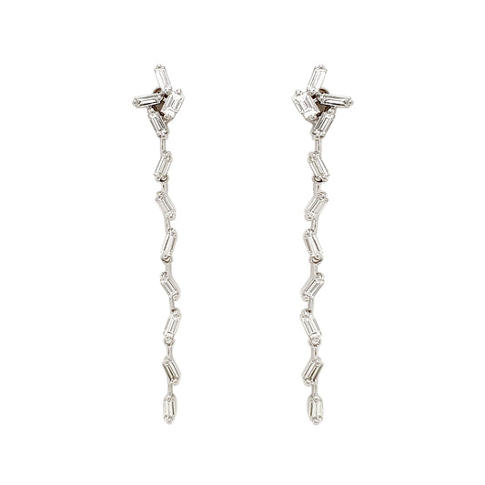 BAGUETTE MOISSANITE DANGLING EARRINGS