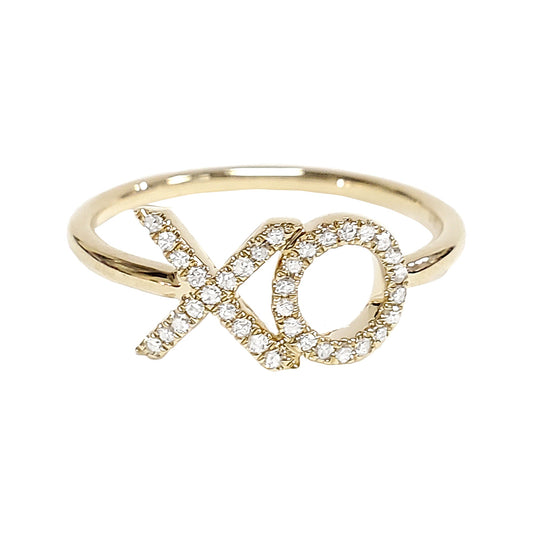 XOXO Pave Diamond Fashion Ring, Gold Plated, Sparkling Statement Ring, Elegant Jewelry Gift - LLine