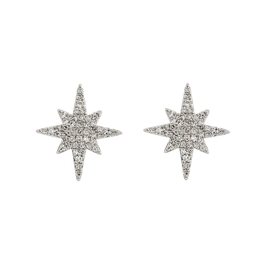 GOLD VERMEIL STAR BURST PAVE MOISSANITE FASHION EARRING STUDS