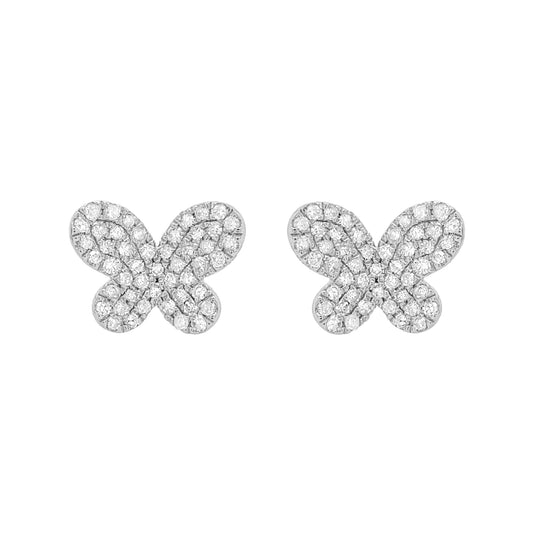 BUTTERFLY FASHION PAVE DIAMOND EARRING STUDS