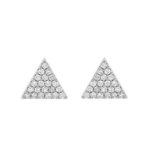 TRIANGLE PAVE DIAMOND GOLD VERMEIL FASHION EARRING STUDS