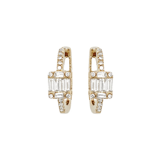 BAGUETTES DIAMOND HUGGIE EARRINGS GOLD VERMEIL