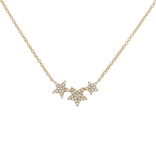 3 STAR PAVE DIAMOND GOLD VERMEIL NECKLACE