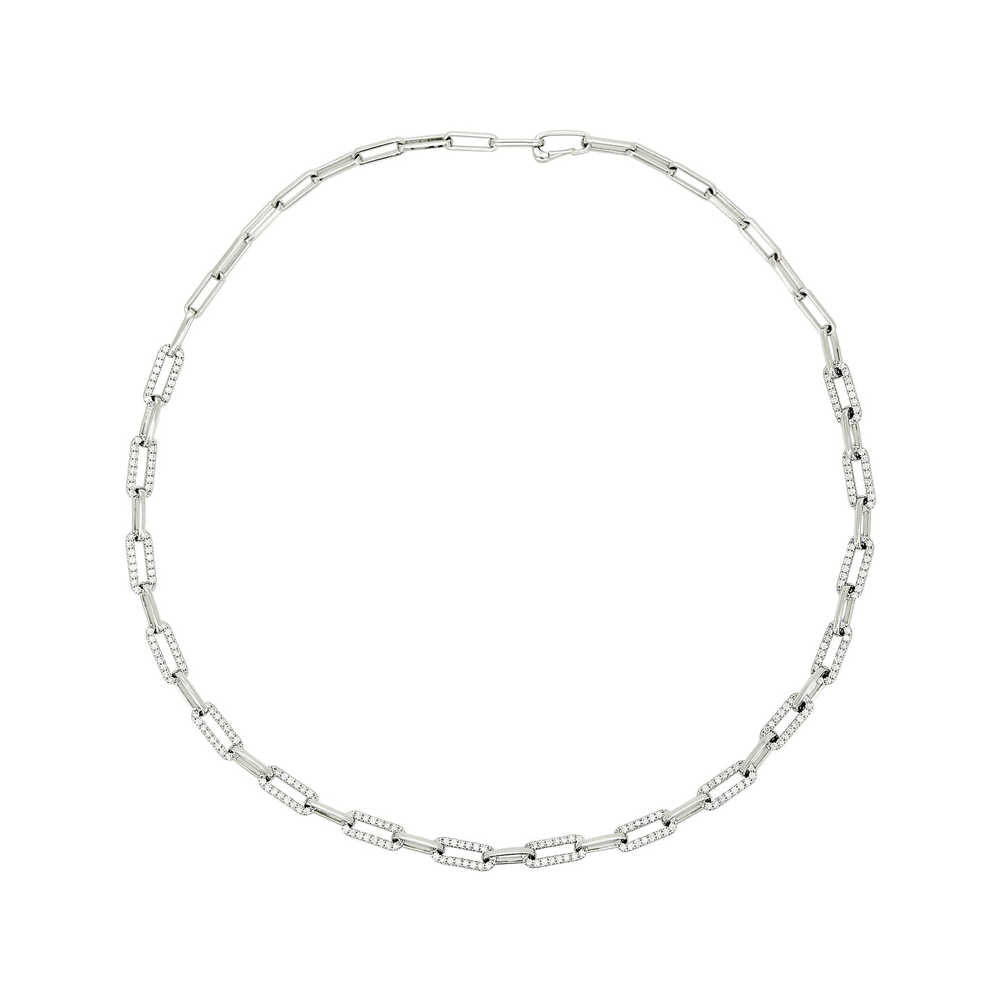 14K Gold Paperclip Necklace with Moissanite or Lab-Grown Diamond Chain Dainty Gold Plated Silver Jewelry Gift for Her