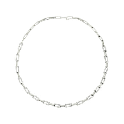 14K Gold Paperclip Necklace with Moissanite or Lab-Grown Diamond Chain Dainty Gold Plated Silver Jewelry Gift for Her