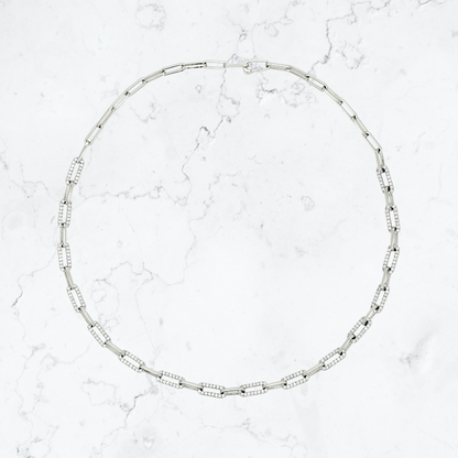 14K Gold Paperclip Necklace with Moissanite or Lab-Grown Diamond Chain Dainty Gold Plated Silver Jewelry Gift for Her