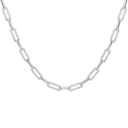 14K Gold Paperclip Necklace with Moissanite or Lab-Grown Diamond Chain Dainty Gold Plated Silver Jewelry Gift for Her