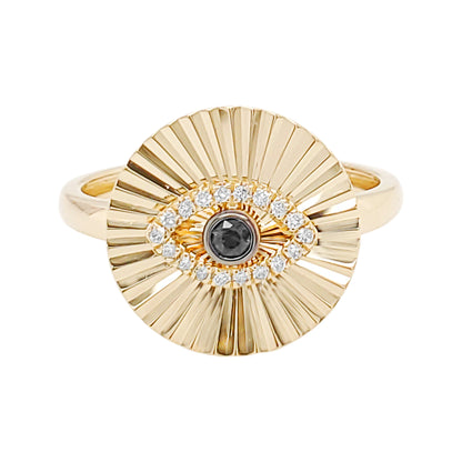 1/10CTW Evil Eye Blue Saphire Women Ring in 14K Gold Plated best for gifting all occasion | Available In Moissanite/Lab Grown Diamond