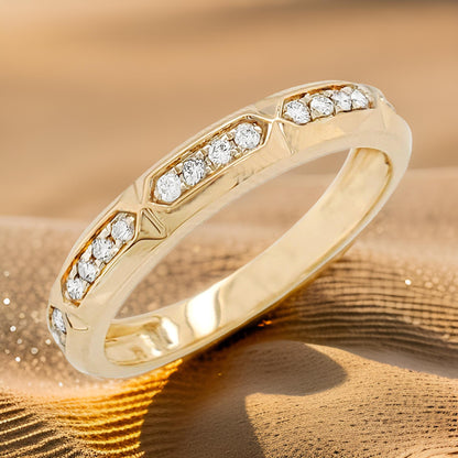 1/10 CTW Unisex Band Ring in 14K Gold-Plated Silver | Moissanite/Lab-Grown Diamond | Elegant Jewelry for Parties & Gifting