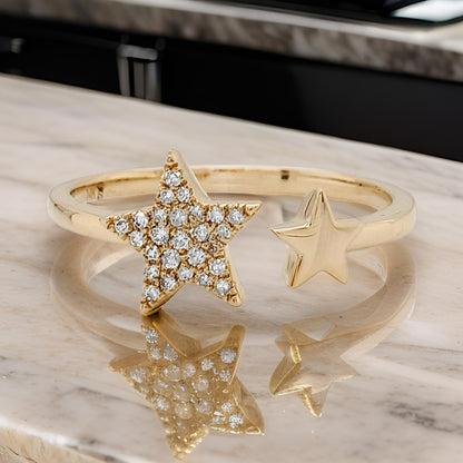 1/10CTW Star Shape Ring in 14K Gold Plated Silver – Elegant Jewelry for Daily & Party Wear Perfect gift on all occasion