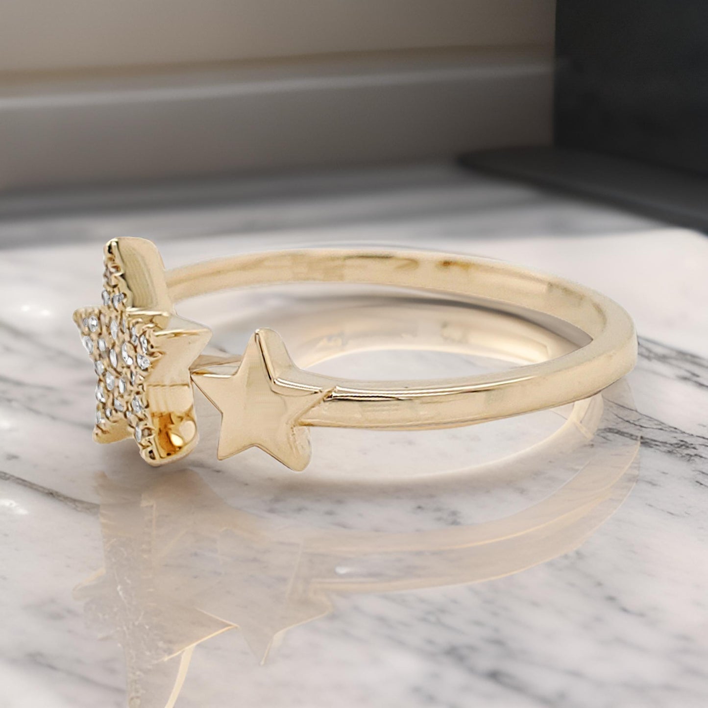 1/10CTW Star Shape Ring in 14K Gold Plated Silver – Elegant Jewelry for Daily & Party Wear Perfect gift on all occasion