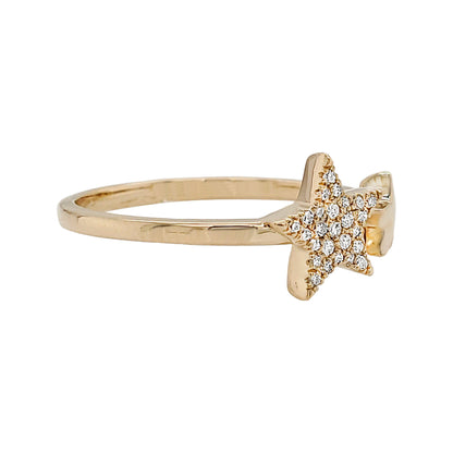 1/10CTW Star Shape Ring in 14K Gold Plated Silver – Elegant Jewelry for Daily & Party Wear Perfect gift on all occasion