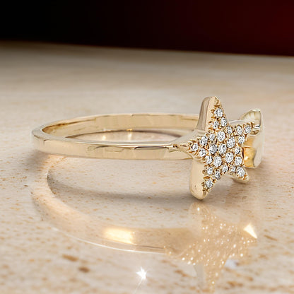 1/10CTW Star Shape Ring in 14K Gold Plated Silver – Elegant Jewelry for Daily & Party Wear Perfect gift on all occasion