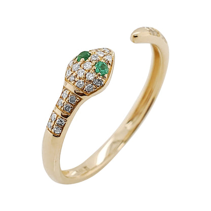 1/10CTW Snake Shape Open Ring with Green Emerald in 14KGold-Plated Silver Unique Party Wear|Perfect Gift for All Occasions |Ethnic Wear Ring