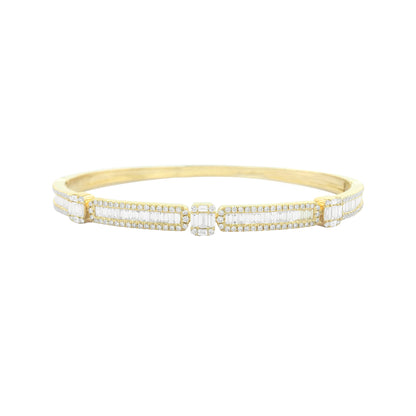 2CTW Baguette Cut Bangle in 14K Gold-Plated Silver | Moissanite/Lab-Grown Diamonds | Elegant Jewelry for Women/Girls |Perfect Partywear Gift