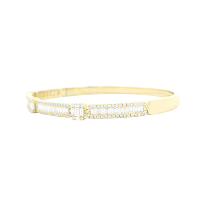 2CTW Baguette Cut Bangle in 14K Gold-Plated Silver | Moissanite/Lab-Grown Diamonds | Elegant Jewelry for Women/Girls |Perfect Partywear Gift