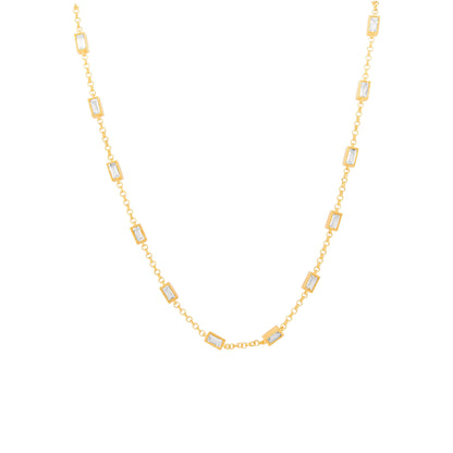 Elegant Baguette Cut 2 2/5CTW Crystal Necklace for Women In 14K Gold Plated Silver |Best For partywear |Ideal for gifting on all Occasions