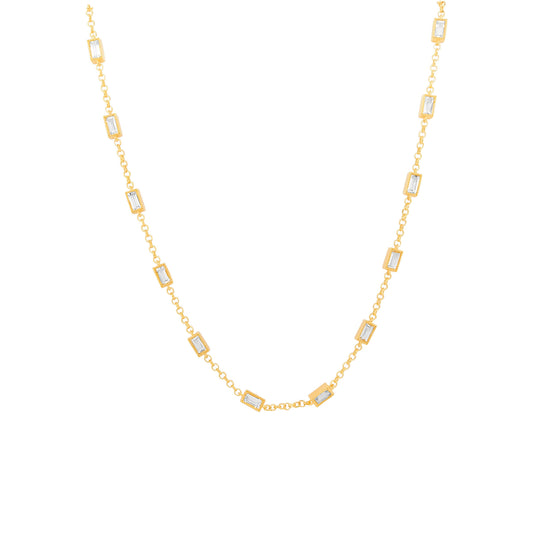 Elegant Baguette Cut 2 2/5CTW Crystal Necklace for Women In 14K Gold Plated Silver |Best For partywear |Ideal for gifting on all Occasions