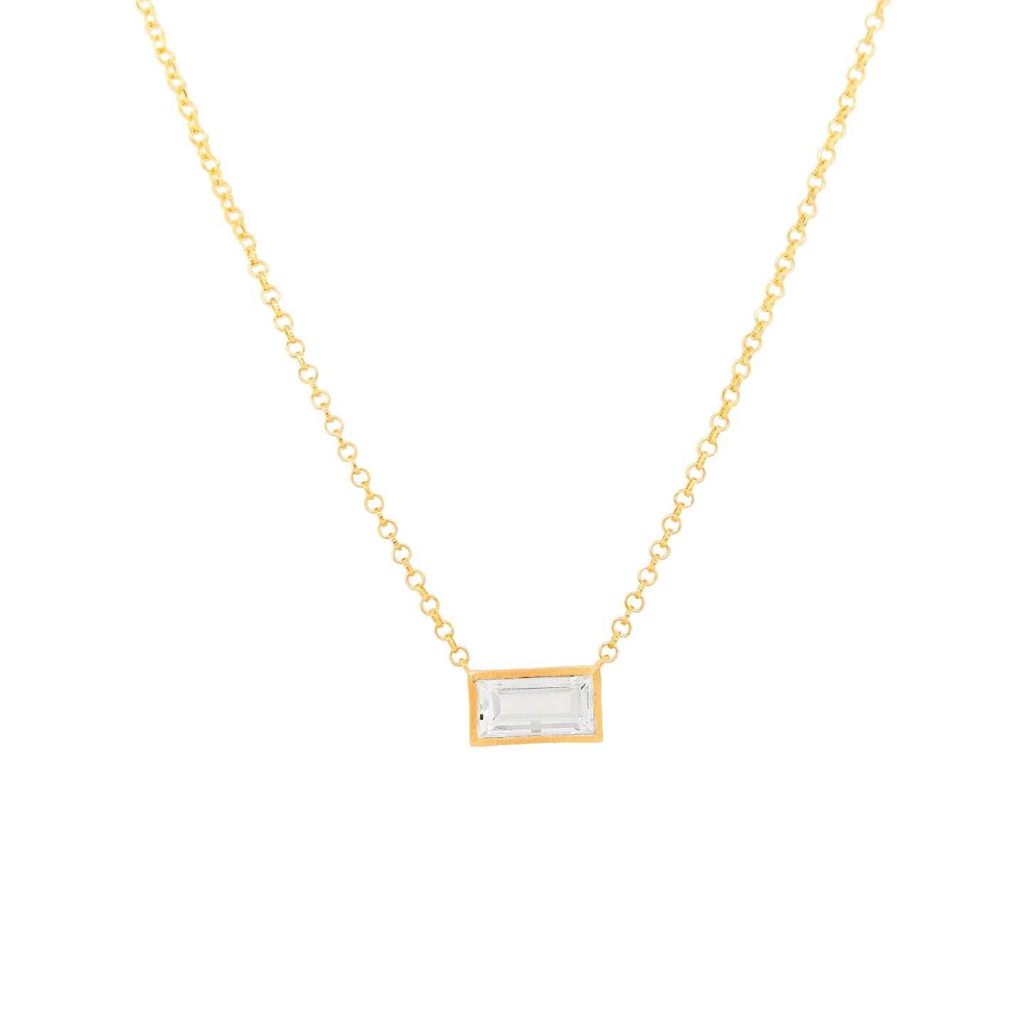 Elegant 1 9/10CTW Emerald-Cut Crystal Necklace for Women in 14K Gold-Plated Silver | Party Jewelry |Perfect Gift for Her and on Any Occasion