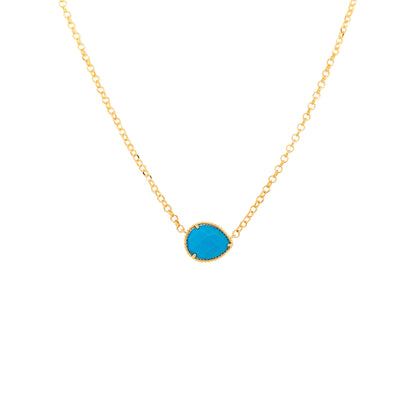 Timeless Blue Turquoise 1 3/10CTW Pear-Shaped Pendant Necklace for Women |14K Gold-Plated Silver |Perfect Party Jewelry & Ideal Gift for All