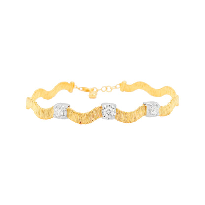 Italian Chain Omega Pattern Bracelet with 3/5CTW Diamonds in 14K Gold-Plated Silver | Elegant Jewelry | Perfect Gift for All Occasions