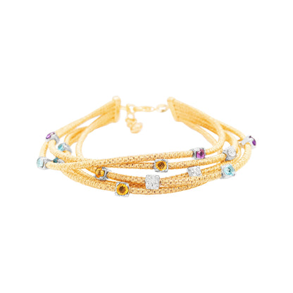 Multistone & Multilayer bracelet For Women In 14K Gold Plated Silver |Elegant and Stylish Partywear |Ideal For gifting on special Occasions