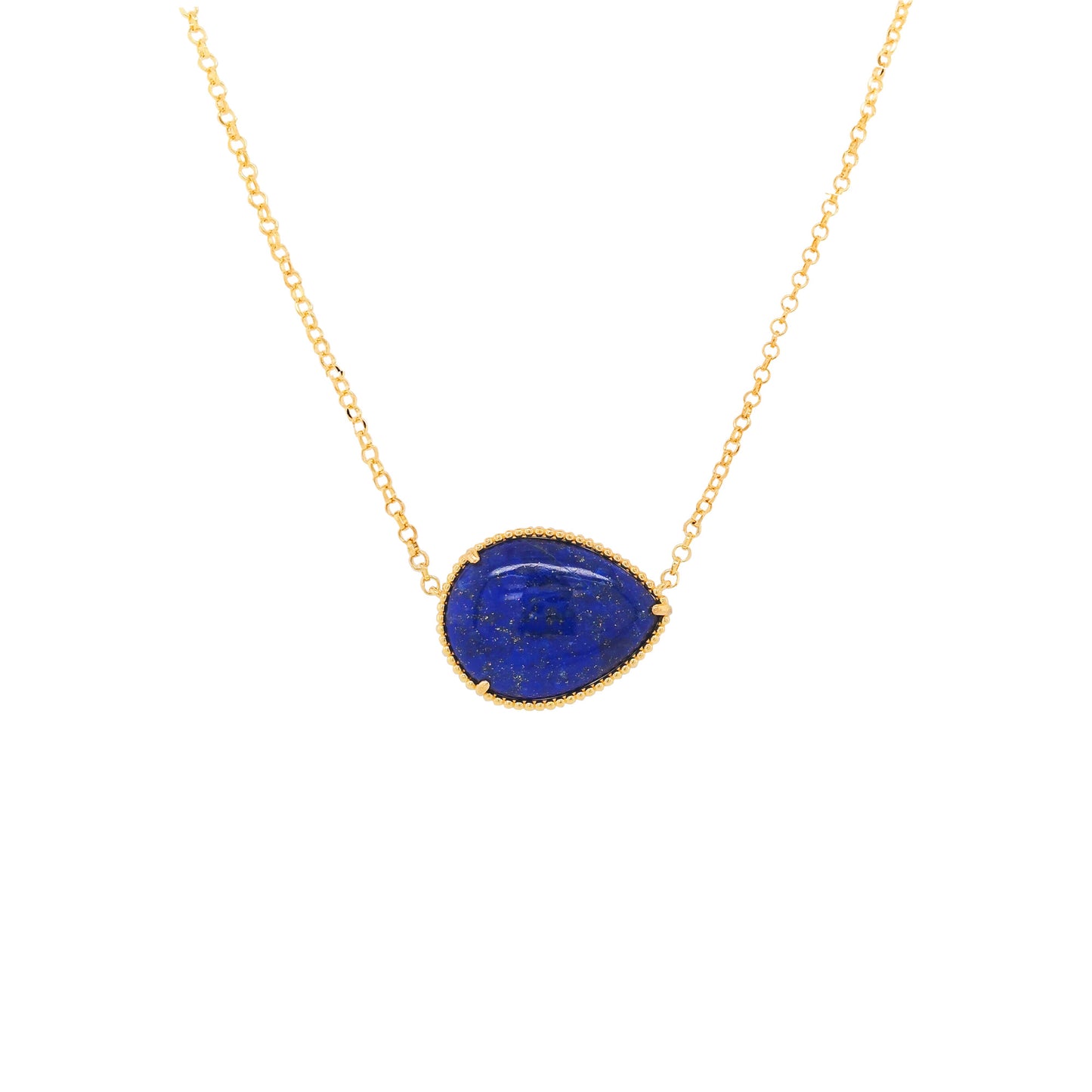 Iconic 14 1/5CTW Lapis Lazuli Blue Pear Shape Necklace in 14K Gold-Plated Silver |Elegant Jewelry for Women |Party Wear & Gift for All Event