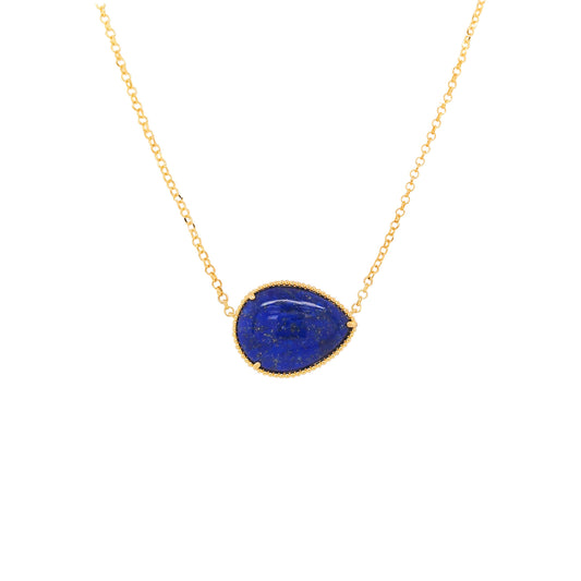 Iconic 14 1/5CTW Lapis Lazuli Blue Pear Shape Necklace in 14K Gold-Plated Silver |Elegant Jewelry for Women |Party Wear & Gift for All Event