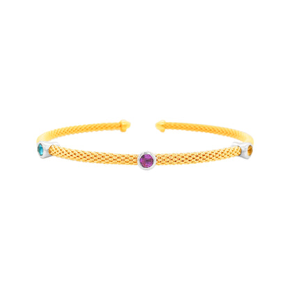 Amazing 1/2CTW Topaz, Citrine, Amethyst Open Women Bangle in 14K Gold Plated Silver |Best Partywear |Perfect Gift on any Occasion