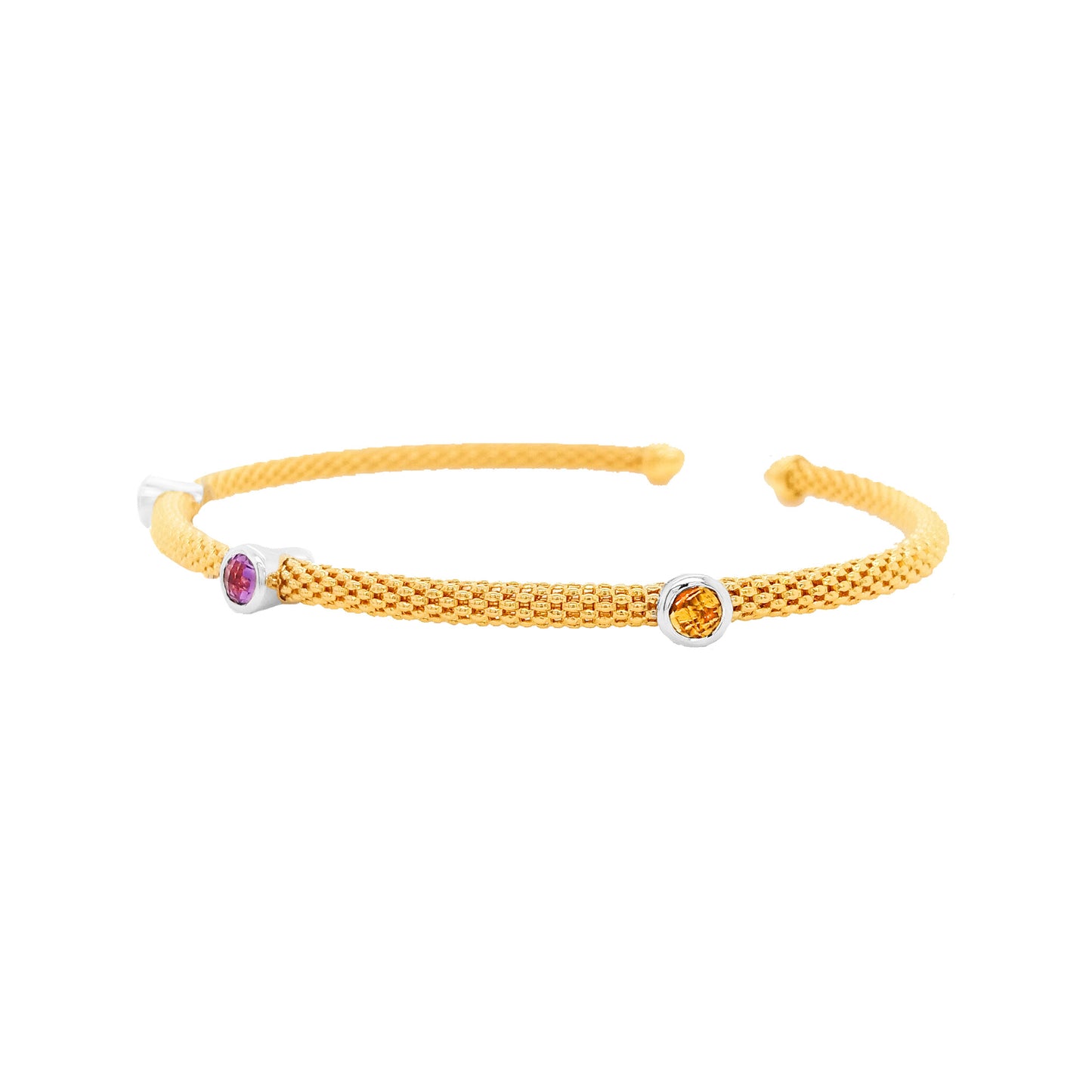 Amazing 1/2CTW Topaz, Citrine, Amethyst Open Women Bangle in 14K Gold Plated Silver |Best Partywear |Perfect Gift on any Occasion