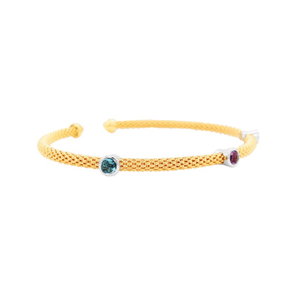 Amazing 1/2CTW Topaz, Citrine, Amethyst Open Women Bangle in 14K Gold Plated Silver |Best Partywear |Perfect Gift on any Occasion