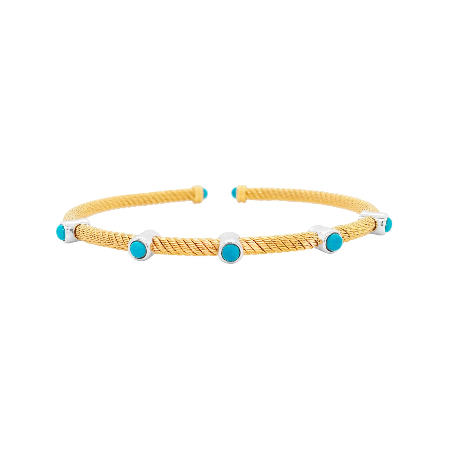 9/10 CTW Turquoise 14K Gold Plated Silver Bangle | Elegant Partywear Jewelry for Women | Perfect Gift for Every Occasion