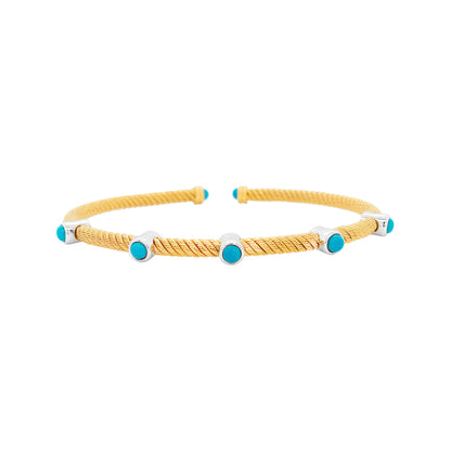 9/10 CTW Turquoise 14K Gold Plated Silver Bangle | Elegant Partywear Jewelry for Women | Perfect Gift for Every Occasion