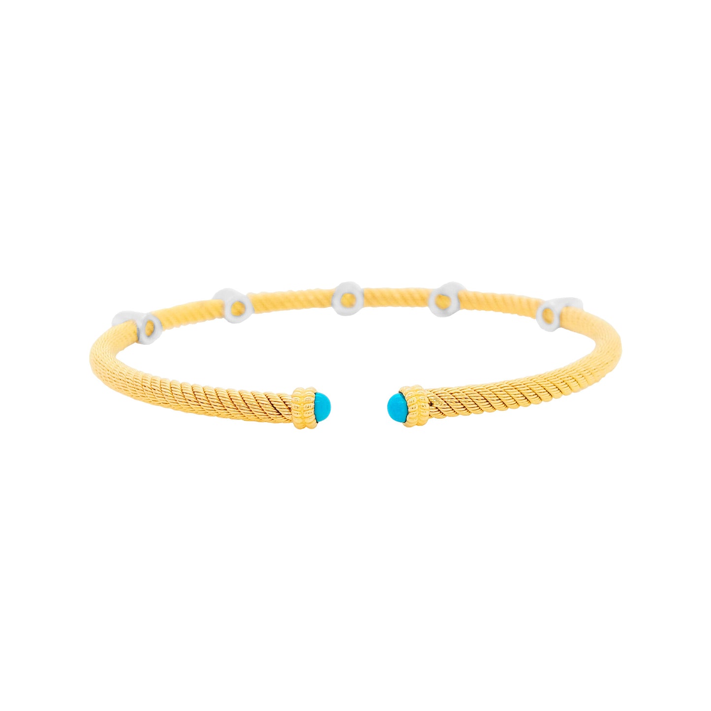 9/10 CTW Turquoise 14K Gold Plated Silver Bangle | Elegant Partywear Jewelry for Women | Perfect Gift for Every Occasion