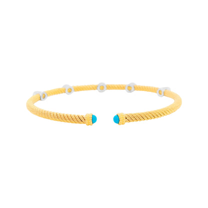 9/10 CTW Turquoise 14K Gold Plated Silver Bangle | Elegant Partywear Jewelry for Women | Perfect Gift for Every Occasion