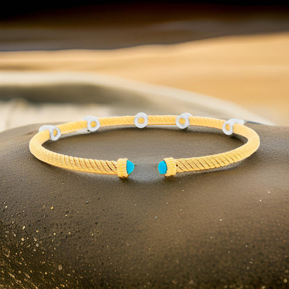 9/10 CTW Turquoise 14K Gold Plated Silver Bangle | Elegant Partywear Jewelry for Women | Perfect Gift for Every Occasion