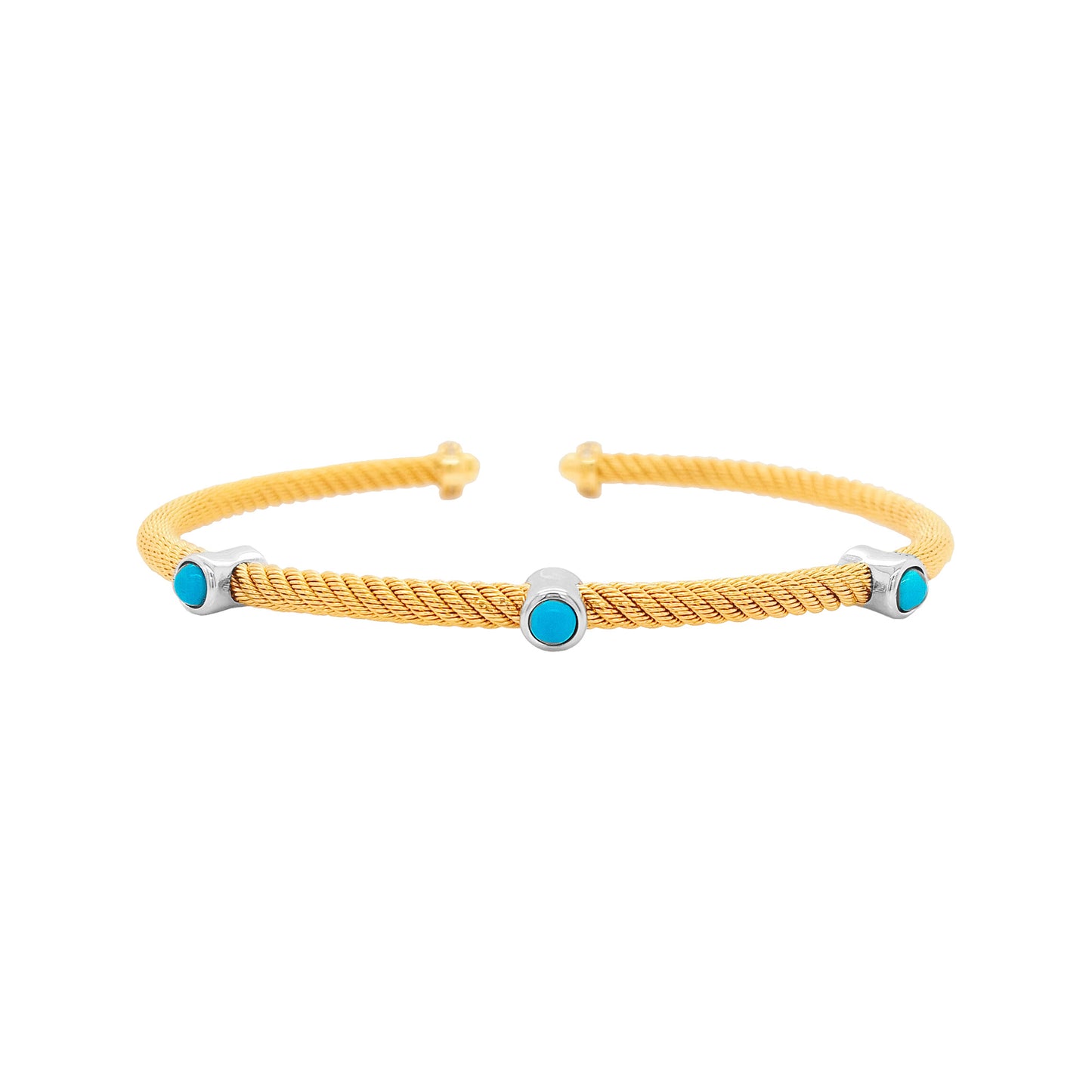 Elegant 2/5CTW Lab Grown Diamond and Turquoise Open Bangle in 14K Gold Plated Silver |Best Partywear |Ideal luxury Gift on special Occasion