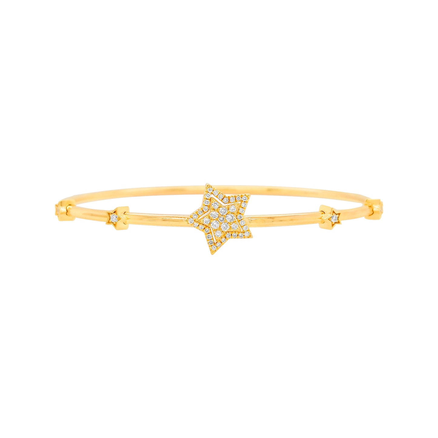 Stylish 1/5CTW Lab Grown Diamond in 14K Gold Plated Silver |Women Bangle with Stars |Best For Party and Gift for All Occasions to loved ones