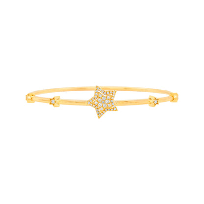 Stylish 1/5CTW Lab Grown Diamond in 14K Gold Plated Silver |Women Bangle with Stars |Best For Party and Gift for All Occasions to loved ones