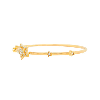 Stylish 1/5CTW Lab Grown Diamond in 14K Gold Plated Silver |Women Bangle with Stars |Best For Party and Gift for All Occasions to loved ones