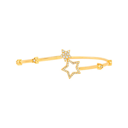 Stylish 1/5CTW Lab Grown Diamond in 14K Gold Plated Silver |Women Bangle with Stars |Best For Party and Gift for All Occasions to loved ones