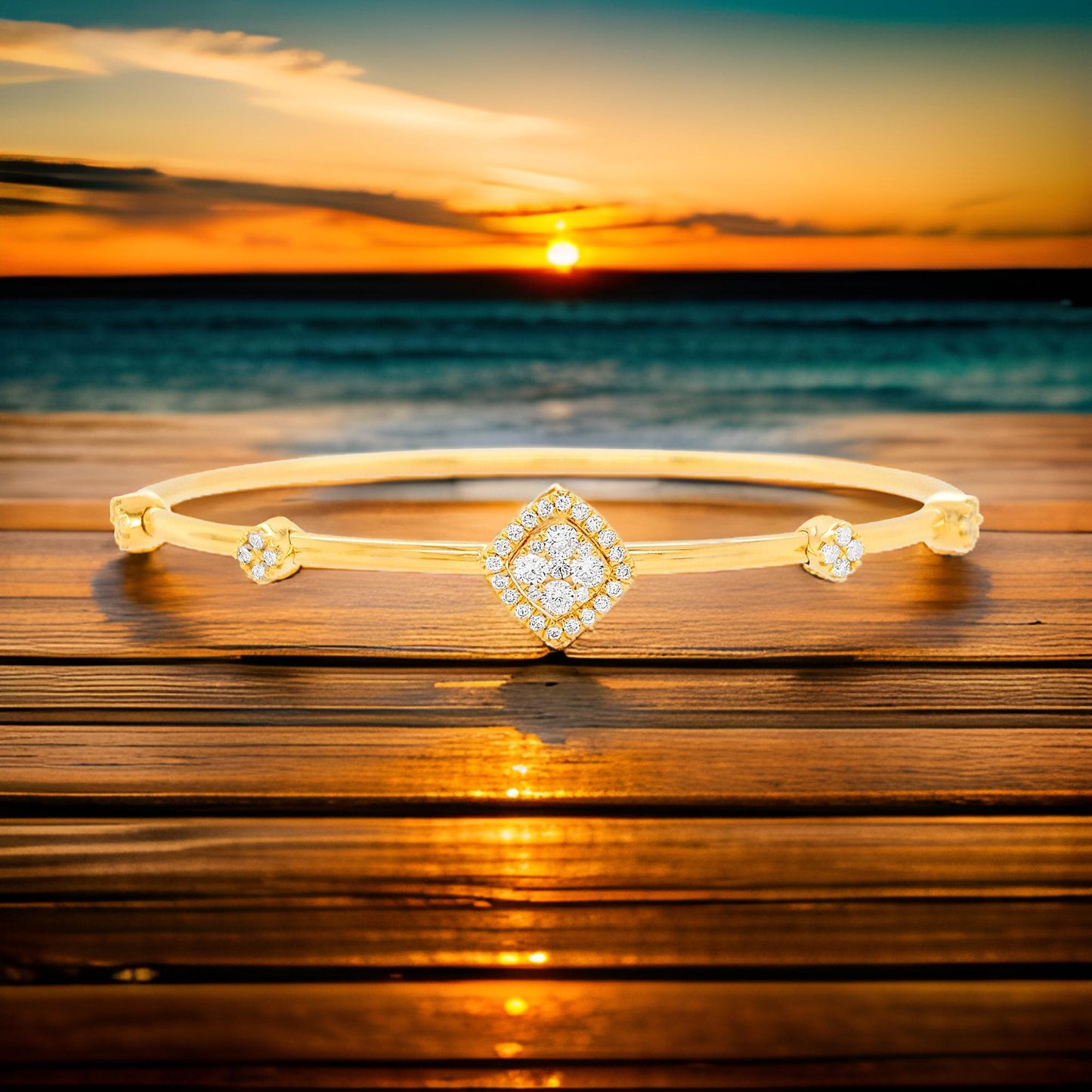 Unique 1/2CTW Lab-Grown Diamond 14K Gold-Plated Detachable Bangle | Elegant Partywear Jewelry for Women | Perfect Gift for Loved Ones