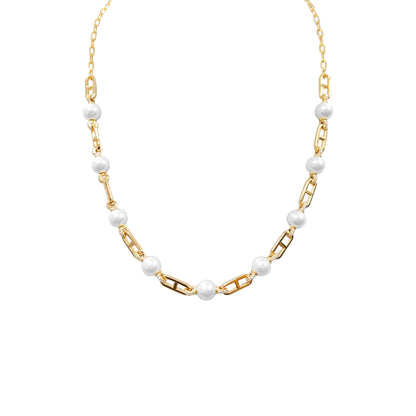 Iconic Diamond & White Pearl Chain Necklace For Women in 14K Gold Plated Silver |Elegant Partywear |Ideal For Gift On Special Occasions