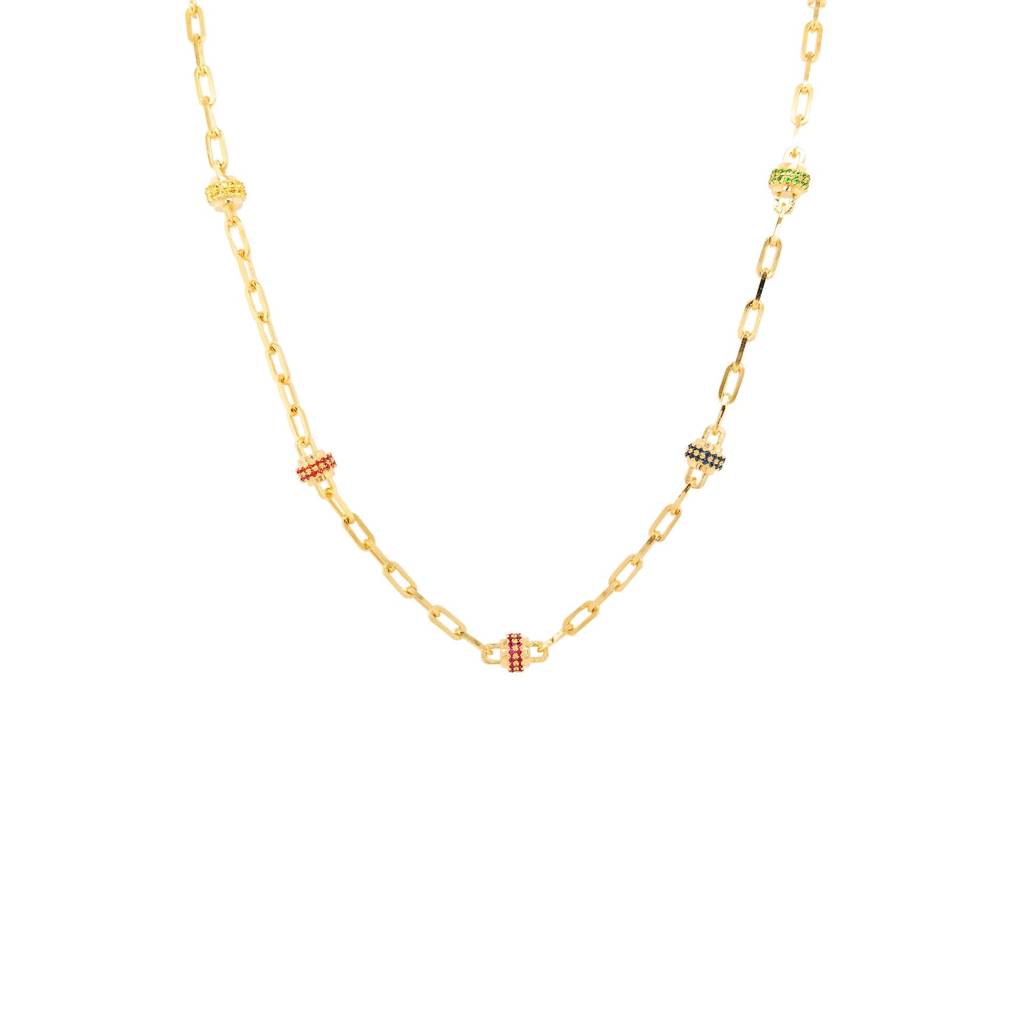 Sophisticated Multistone Necklace for Women |3/5CTW Ruby, Sapphire, Tsavorite |14K Gold Plated Silver |Elegant Partywear Jewelry & For Gift