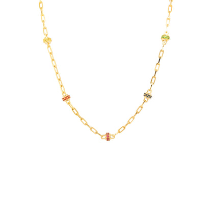 Sophisticated Multistone Necklace for Women |3/5CTW Ruby, Sapphire, Tsavorite |14K Gold Plated Silver |Elegant Partywear Jewelry & For Gift