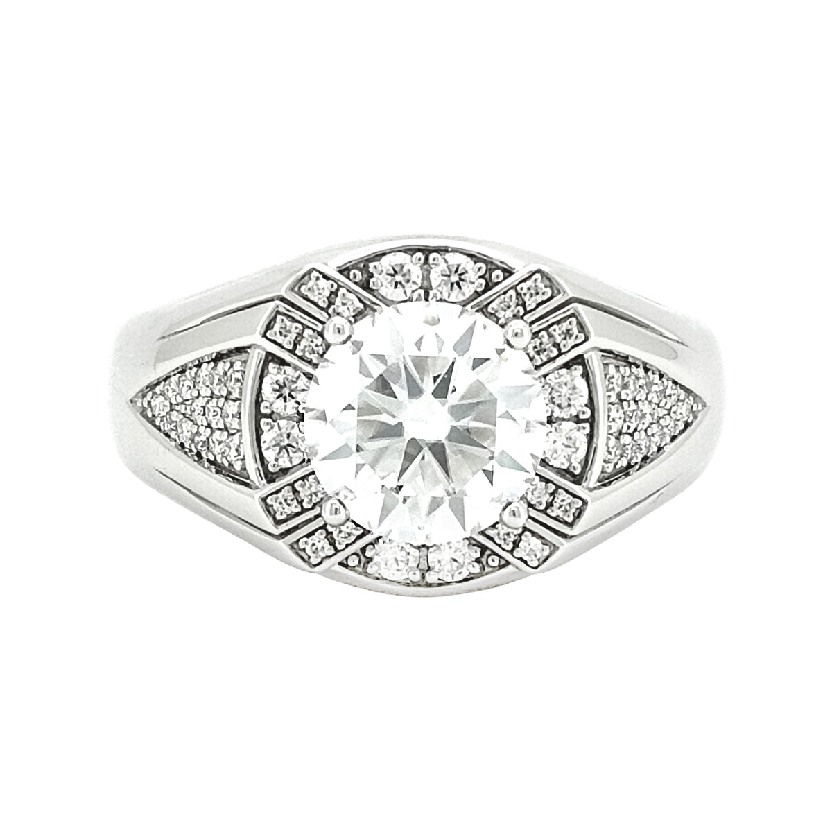 3CTW Round Cut Real Moissanite Men's Wedding Engagement Ring | 925 Sterling Silver | 14K White Gold Plated |Best Gift for men, Certified Jewelry
