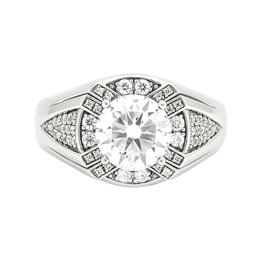3CTW Round Cut Real Moissanite Men's Wedding Engagement Ring | 925 Sterling Silver | 14K White Gold Plated |Best Gift for men, Certified Jewelry