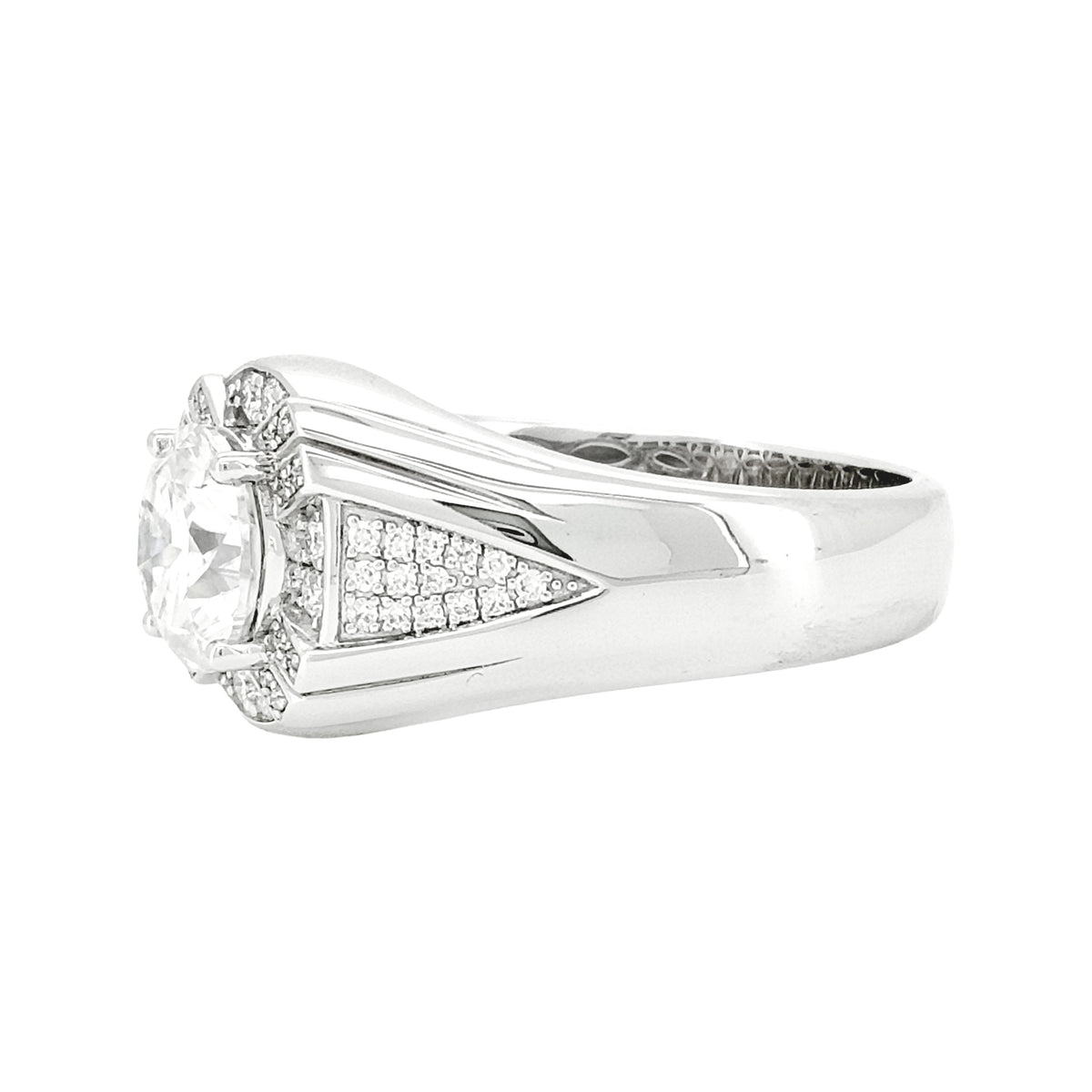 3CTW Round Cut Real Moissanite Men's Wedding Engagement Ring | 925 Sterling Silver | 14K White Gold Plated |Best Gift for men, Certified Jewelry