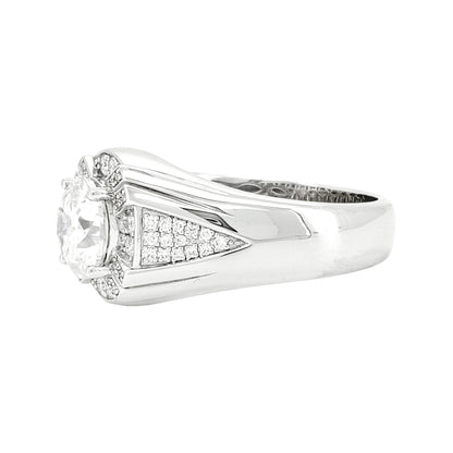 3CTW Round Cut Real Moissanite Men's Wedding Engagement Ring | 925 Sterling Silver | 14K White Gold Plated |Best Gift for men, Certified Jewelry