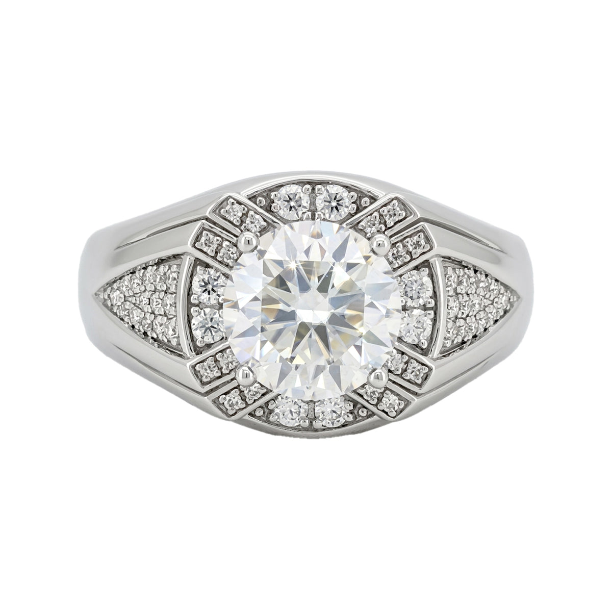 3CTW Round Cut Real Moissanite Men's Wedding Engagement Ring | 925 Sterling Silver | 14K White Gold Plated |Best Gift for men, Certified Jewelry